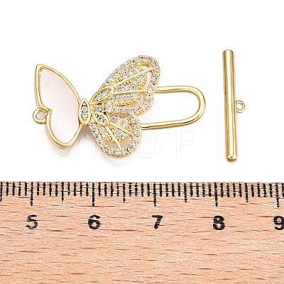 Brass Micro Pave Clear Cubic Zirconia Toggle Clasps KK-N254-149G-1