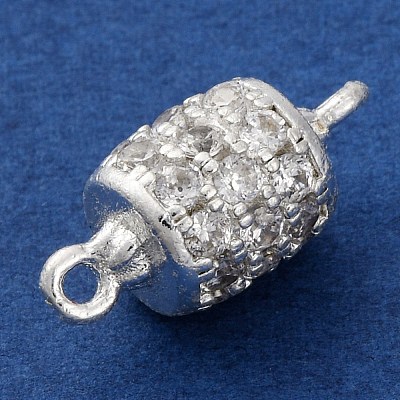 Brass Micro Pave Clear Cubic Zirconia Hollow Column Connector Charms KK-A230-05F-S-1