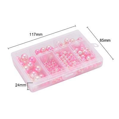 497Pcs 5 Style Rainbow ABS Plastic Imitation Pearl Beads OACR-YW0001-07D-1