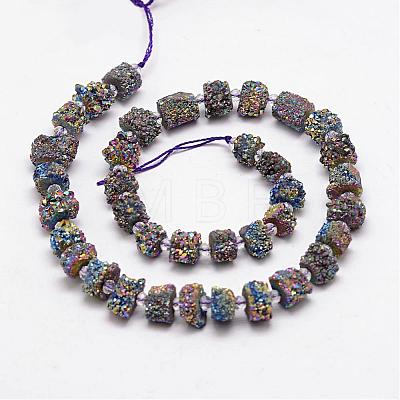 Electroplate Natural Druzy Crystal Bead Strands G-F304-03S-C-1