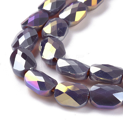 Faceted Electroplated Glass Beads Strands GLAA-G092-D02-1