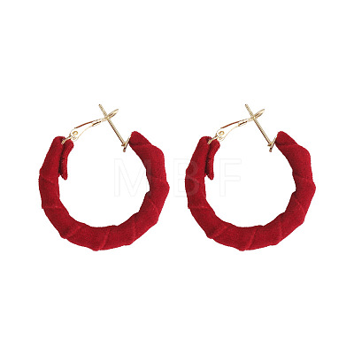 C-Shaped Alloy Velvet Hoop Earrings FS-WG0AD43-01-1