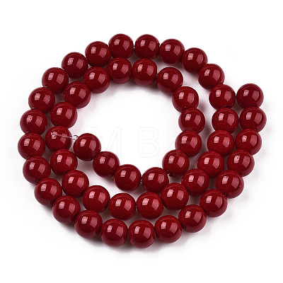 Opaque Solid Color Glass Beads Strands X-GLAA-T032-P8mm-05-1