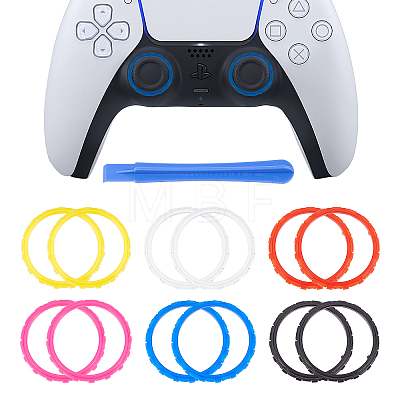 6 Pairs 6 Colors Plastic Decorative Accent Rings for Game Controller FIND-FH0005-23-1