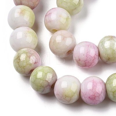 Opaque Crackle Glass Round Beads Strands GLAA-T031-01H-1