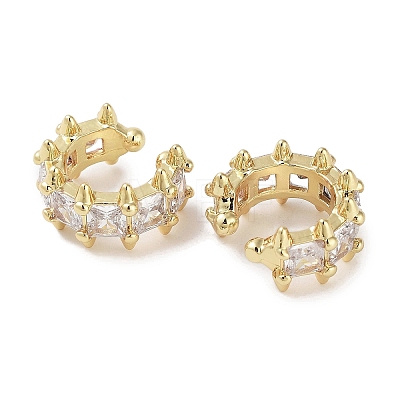 Fence Brass Micro Pave Cubic Zirconia Cuff Earrings for Women EJEW-E310-14G-1