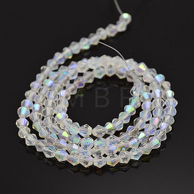 Faceted Bicone Electroplate Glass Beads Strands X-EGLA-P016-3mm-AB02-1