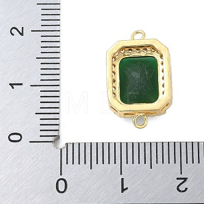 Rack Plating Brass Micro Pave Clear Cubic Zirconia Rectangle Connector Charms KK-A234-028G-01-1