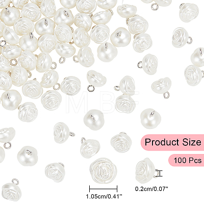 WADORN 100Pcs Plastic Imitation Pearl Shank Buttons FIND-WR0010-12-1