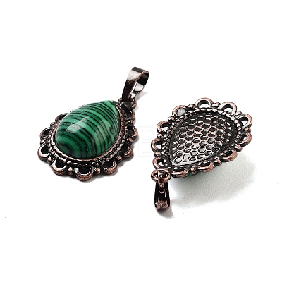 Synthetic Malachite Teardrop Pendants G-K363-01R-23-1