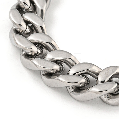 Non-Tarnish 201 Stainless Steel Cuban Link Chain Bracelets for Women and Men BJEW-F473-01P-02-1