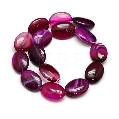 Natural Striped Agate/Banded Agate Oval Bead Strands G-L175C-M-1