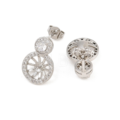 Brass Micro Pave Cubic Zirconia Stud Earring Findings CU-CBAA5EE-02P-1
