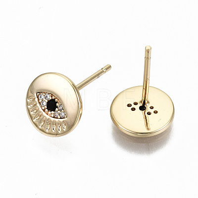Brass Micro Pave Cubic Zirconia Stud Earrings KK-S356-147G-NF-1