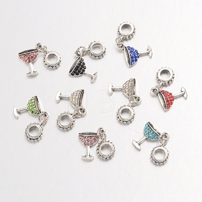 Large Hole Alloy Glass Rhinestone European Dangle Charms MPDL-L013-14-1