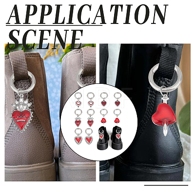 Gothic Heart Alloy Enamel Shoes Charms HJEW-GO00051-1