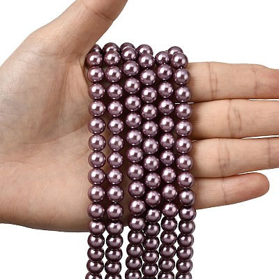 Eco-Friendly Dyed Glass Pearl Round Beads Strands HY-A002-8mm-RB062-1