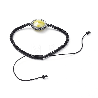 Faceted Rondelle Glass Braided Bead Bracelets BJEW-JB04808-M-1
