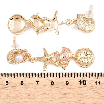 Alloy Enamel with Plastic Pearls Stud Earrings EJEW-Z172-05G-03-1