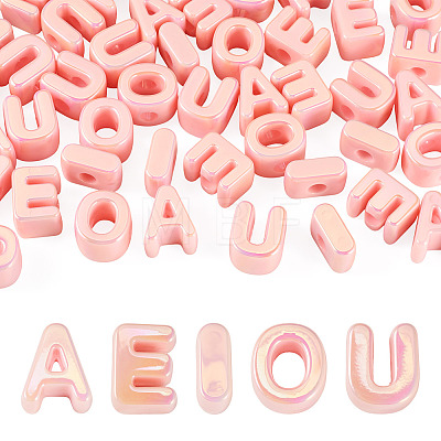 50Pcs 5 Styles UV Plating Opaque Acrylic Beads PACR-TA0001-31D-1