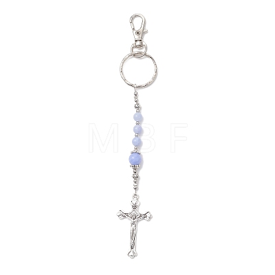 Cross Gemstone & Alloy Pendant Keychains KEYC-JKC01449-1