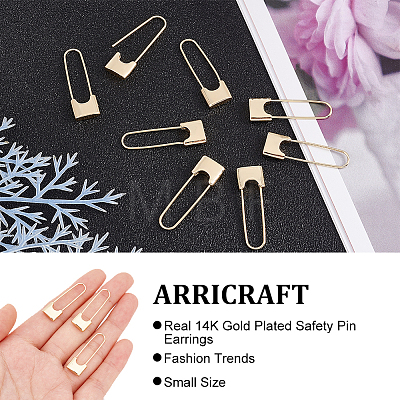 8Pcs Brass Safety Pin Shape Dangle Hoop Earrings for Men Women KK-AR0002-90-1