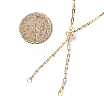 304 Stainless Steel Satellite Chain Paperclip Chain Slider Necklace Making AJEW-JB01495-02-1