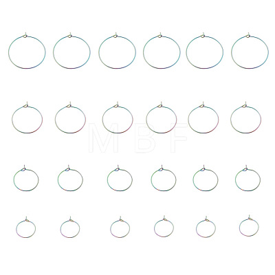24Pcs 4 Size Ion Plating(IP) 316L Surgical Stainless Steel Hoop Earring Findings STAS-ZZ0001-03M-1