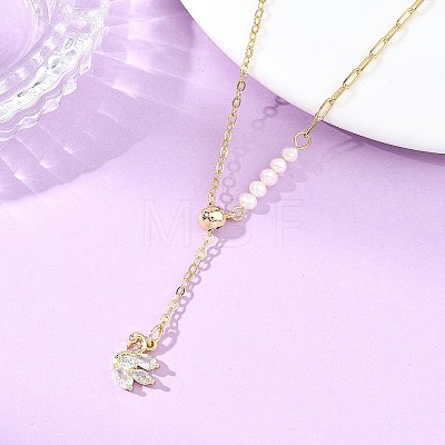 Adjustable Brass Cable Chain & Paperclip Chain Lariat Necklaces NJEW-JN06150-02-1