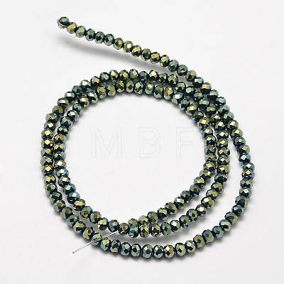 Faceted Rondelle Full Plated Electroplate Glass Beads Strands EGLA-J134-3x2mm-FP01-1