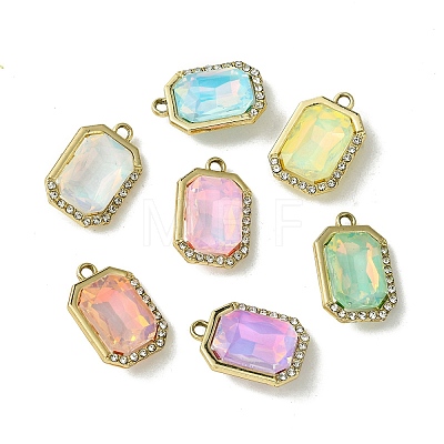 UV Plating Alloy with Mixed Color Glass Rhinestone Pendants FIND-B039-07G-1