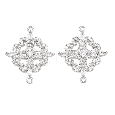 Brass Micro Pave Clear Cubic Zirconia Connector Charms CU-CBA7BFE-03E-P-1
