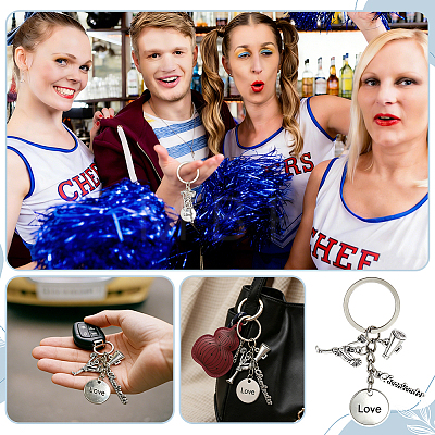30Pcs Cheerleading Series Alloy Pendant Keychains KEYC-PH01630-1