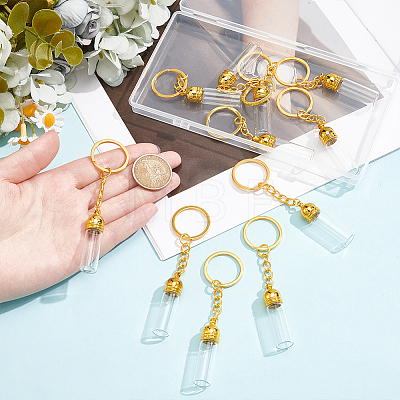 12Pcs Glass Wish Bottle Keychains AJEW-UN00050-1