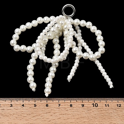 Bowknot Plastic Imitation Pearl Beads Shoe Charms AJEW-XCP0003-50-1