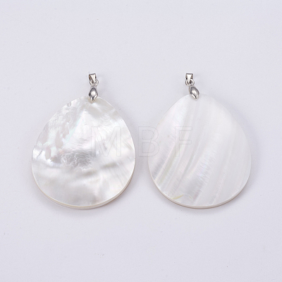 Natural White Shell Mother of Pearl Shell Big Pendants SSHEL-L008-40P-1