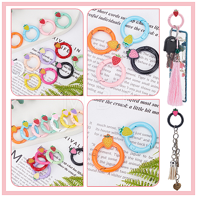 WADORN 12Pcs 12 Colors Spray Painted Alloy Spring Gate Rings FIND-WR0010-44-1