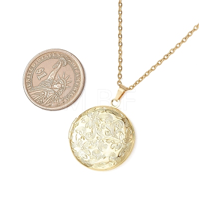 Brass Locket Pendant Necklaces NJEW-JN05906-1