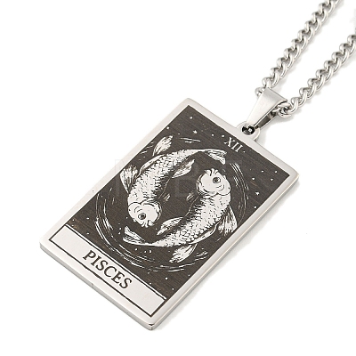 Non-Tarnish 304 Stainless Steel Tarot Pendant Necklaces NJEW-A026-01P-12-1