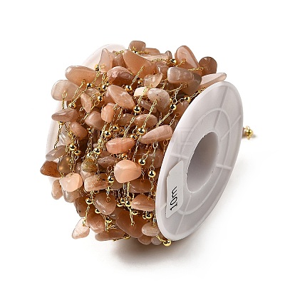 Handmade Natural Sunstone Chip Beaded Chains CHC-F020-09G-06-1