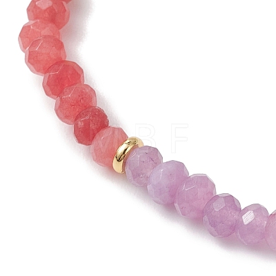 Chakra Dyed Natural Malaysia Jade Rondelle Beads Stretch Bracelets for Women BJEW-JB13043-1