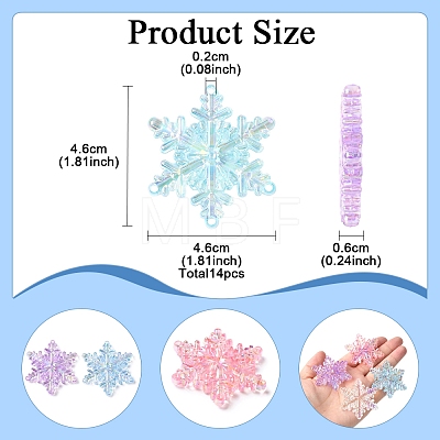 14Pcs 5 Colors AB Color Transparent Acrylic Chandelier Component Links TACR-FS0001-55-1