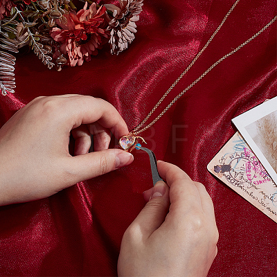 1Pc Alloy Glass Photo Frame Living Memory Floating Locket Pendant Rolo Chain Necklaces for Women NJEW-BM0001-01C-1