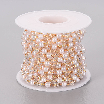 Handmade ABS Plastic Imitation Pearl Beads Beaded Chains CHC-S012-050-1