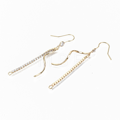 Brass Micro Pave Clear Cubic Zirconia Earring Hooks KK-S356-136G-NF-1