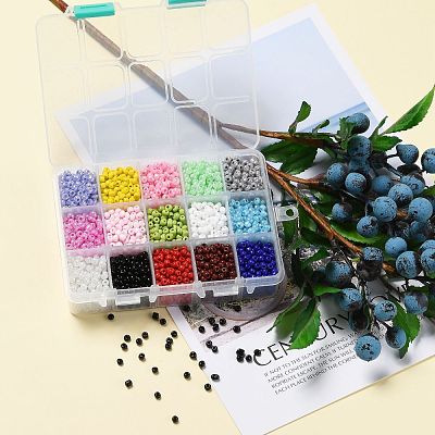 375G 15 Colors Glass Seed Beads SEED-JP0004-02-4mm-1