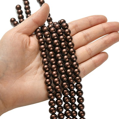 Eco-Friendly Dyed Glass Pearl Round Beads Strands HY-A008-8mm-RB039-1