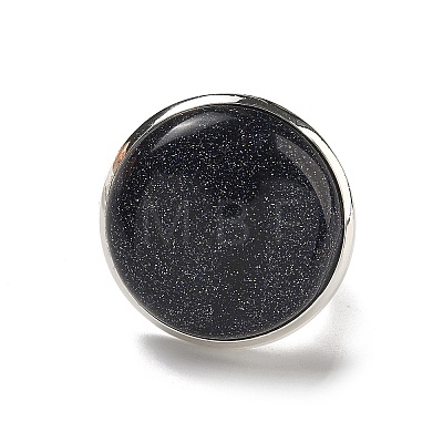 Synthetic Blue Goldstone Round Adjustable Rings RJEW-K371-09S-18-1