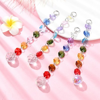 4Pcs 4 Styles Glass Octagonal Bead Hanging Suncatchers HJEW-JM02215-01-1