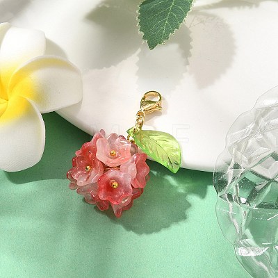 Flower Glass Pendant Decoration HJEW-TA00286-02-1